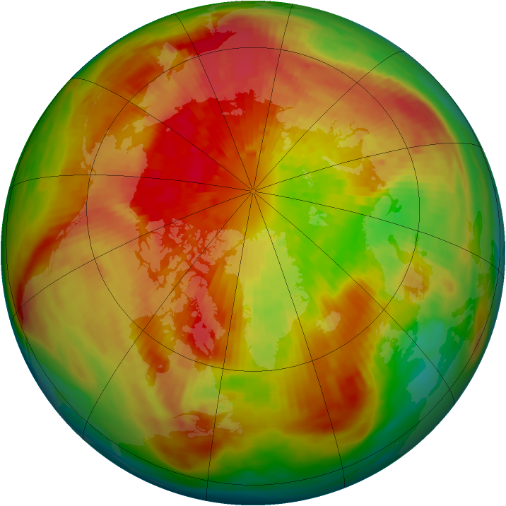 Arctic ozone map for 20 March 1991